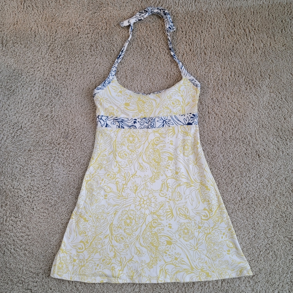 Patagonia Dress - Large - Halter, Floral, Built-in Bra, Cotton Blend, Pockets